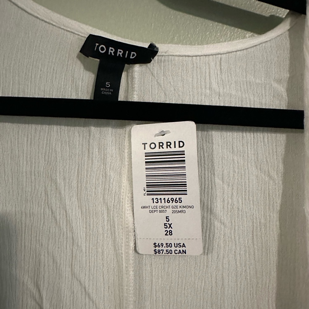 Torrid 5X White Floor Length Kimono - Picture 2 of 4